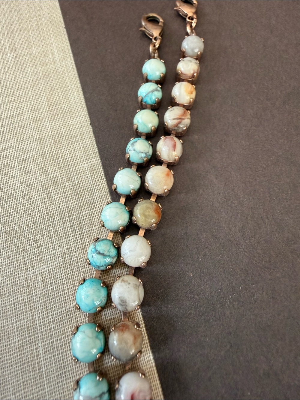 TWO Mariana Bracelets- Real Turquoise, Cream & Blush Stones - Picture 3 of 6